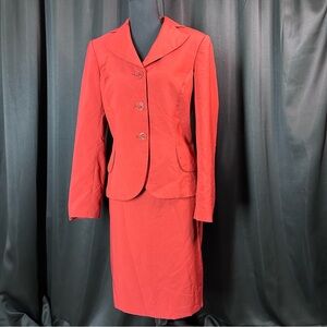 EMILY 90s Y2K Rust Red Skirt Set 2 Piece SZ 8 Office Teacher Original Vintage